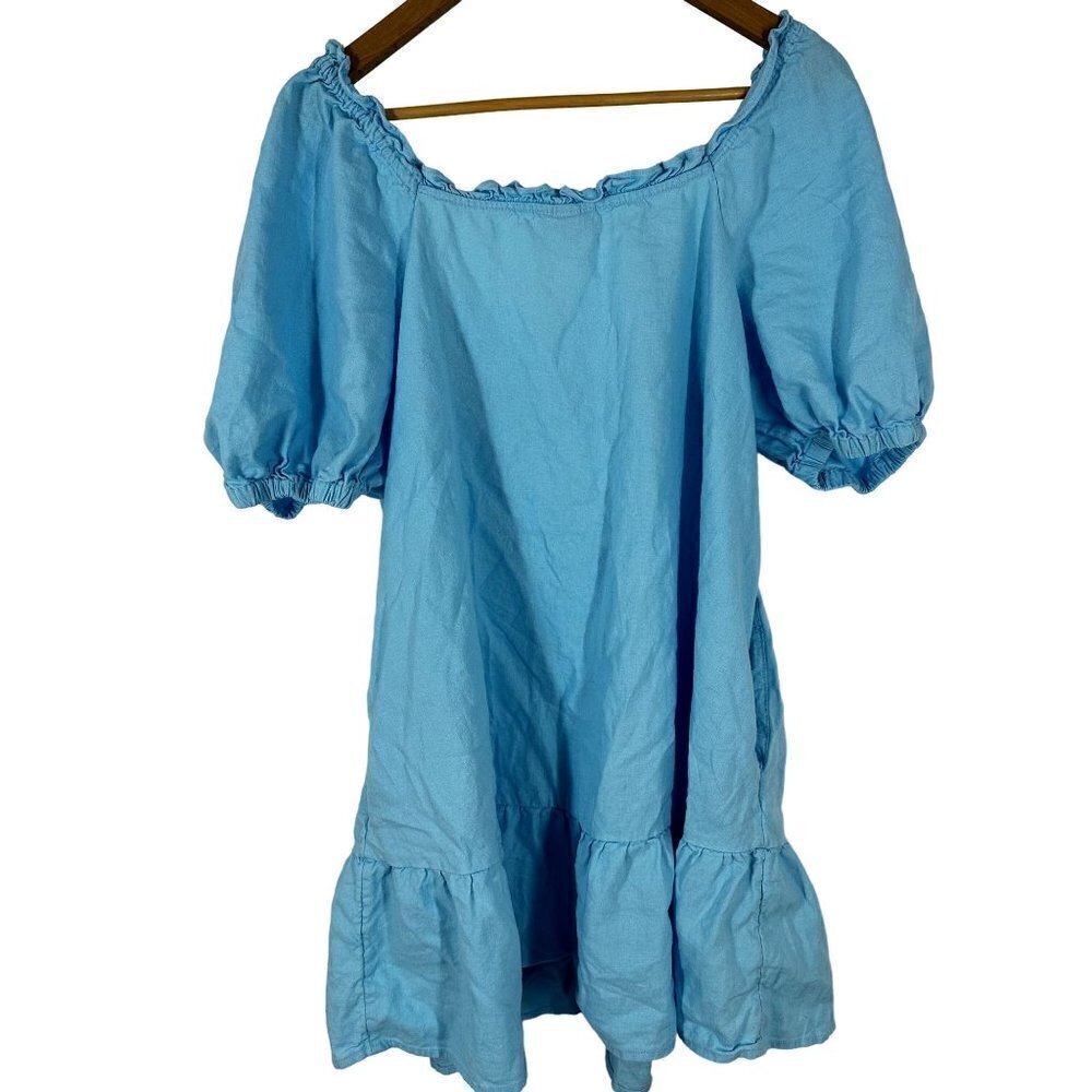 * Stoney Clover Lane x Target Blue Ruffle Puff Sleeve Button Front Dress Size M - Picture 3 of 11